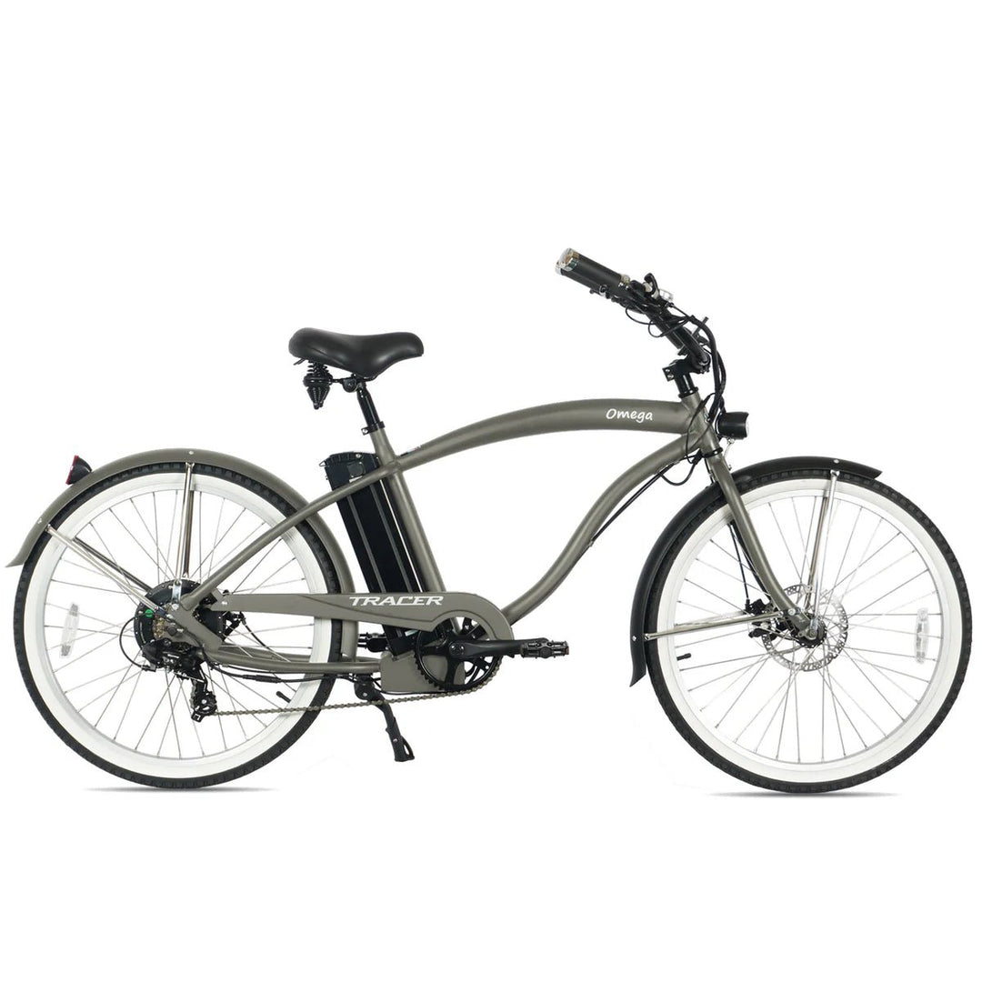 Tracer OMEGA 500W 26" 7 Speed Electric Beach Cruiser Bike for Men Tracer Cruiser Electric Bikes Matte Grey 1