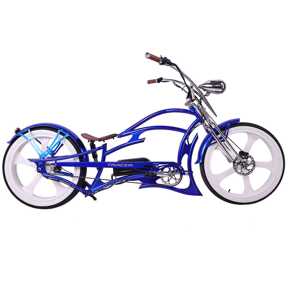 Tracer Raptor Pro DS 800W Stretch Cruiser, Chopper Fat Tire Electric Bike