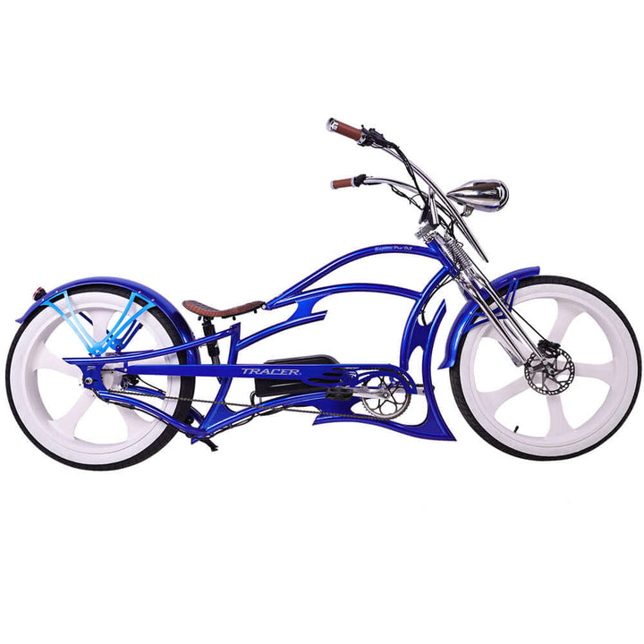 Tracer Raptor Pro DS 800W Stretch Cruiser, Chopper Fat Tire Electric Bike