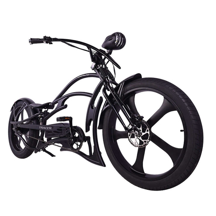 Tracer Raptor Pro DS 800W Stretch Cruiser Ebike Tracer Stretch Electric Cruiser Bikes Matte Black 26