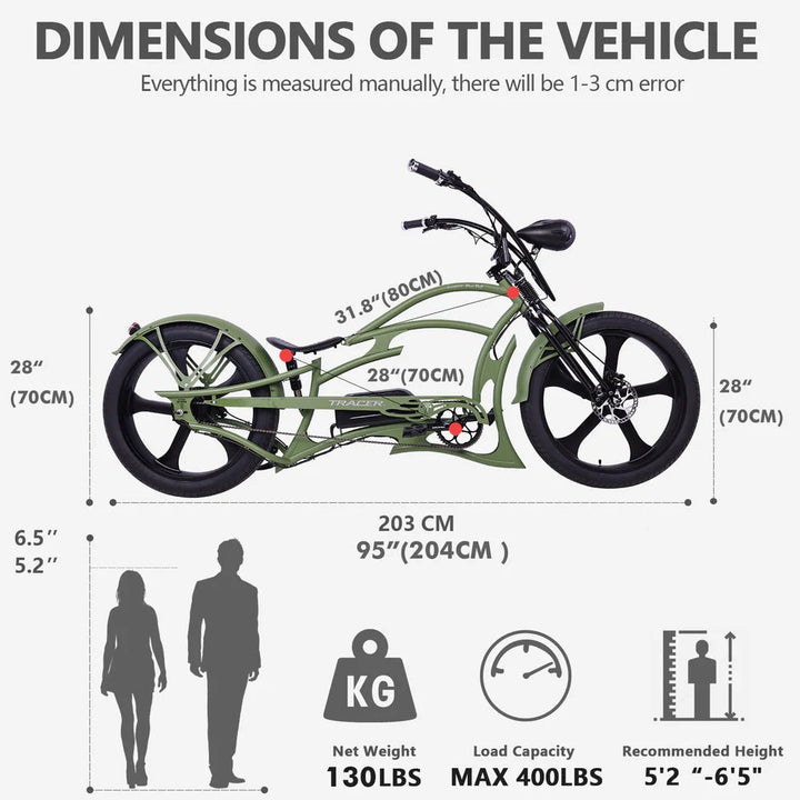 Tracer Raptor Pro DS 800W Stretch Cruiser Ebike Tracer Stretch Electric Cruiser Bikes Matte Black 27