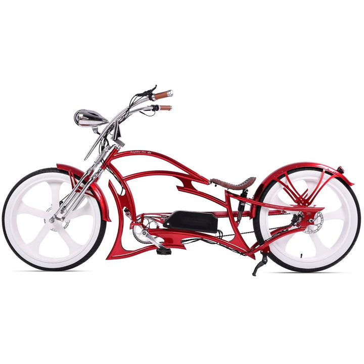 Tracer Raptor Pro DS 800W Stretch Electric Chopper Cruiser Bike Tracer Stretch Electric Cruiser Bikes Red 8