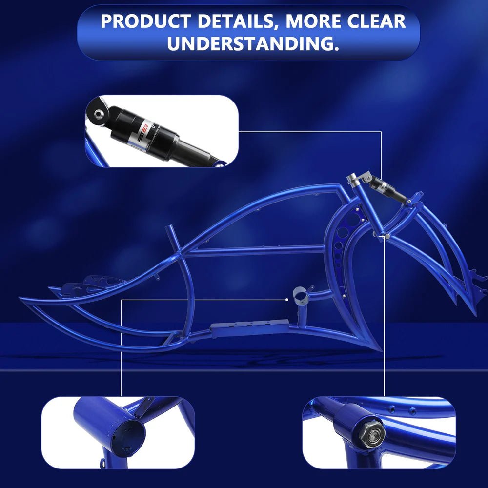 Tracer Signature Pro 26" Chopper Cruiser Electric Bike Frame Tracer Batteries & Accessories Blue 17