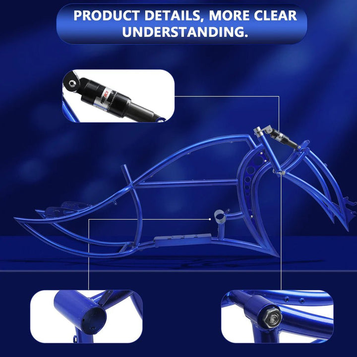 Tracer Signature Pro 26" Chopper Cruiser Electric Bike Frame Tracer Batteries & Accessories Blue 17