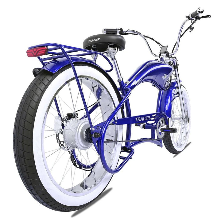 Tracer Twenty5 800W Chopper Stretch Cruiser Tracer Chopper Cruiser Electric Bikes Matte Black 20