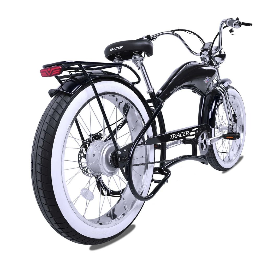Tracer Twenty5 800W Chopper Stretch Cruiser Tracer Chopper Cruiser Electric Bikes Matte Black 17
