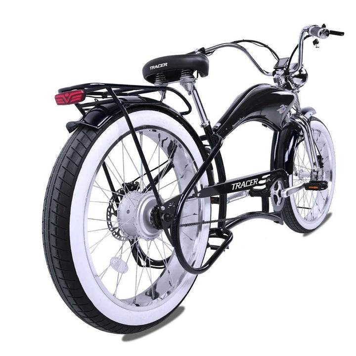 Tracer Twenty5 800W Chopper Stretch Cruiser Tracer Chopper Cruiser Electric Bikes Matte Black 17