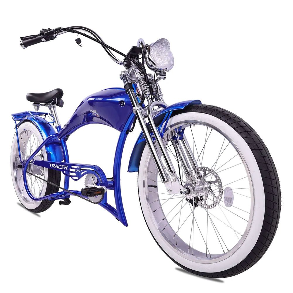 Tracer Twenty5 800W Chopper Stretch Cruiser Tracer Chopper Cruiser Electric Bikes Matte Black 14