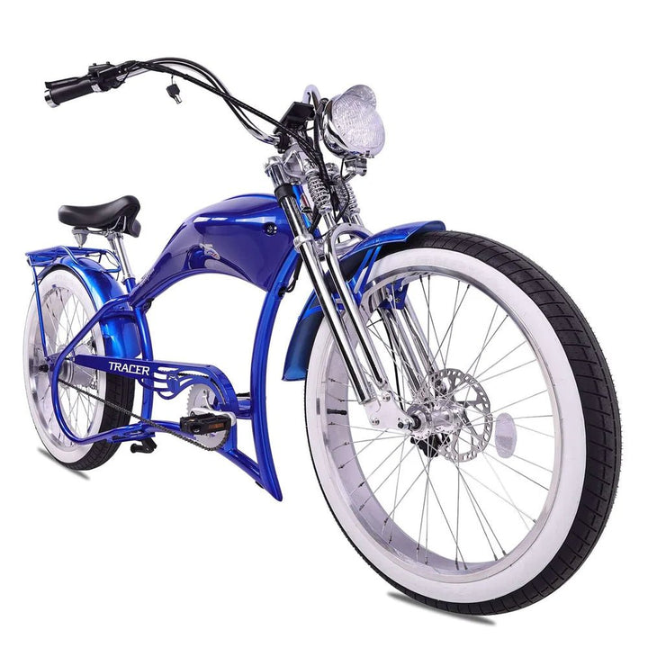 Tracer Twenty5 800W Chopper Stretch Cruiser Tracer Chopper Cruiser Electric Bikes Matte Black 14