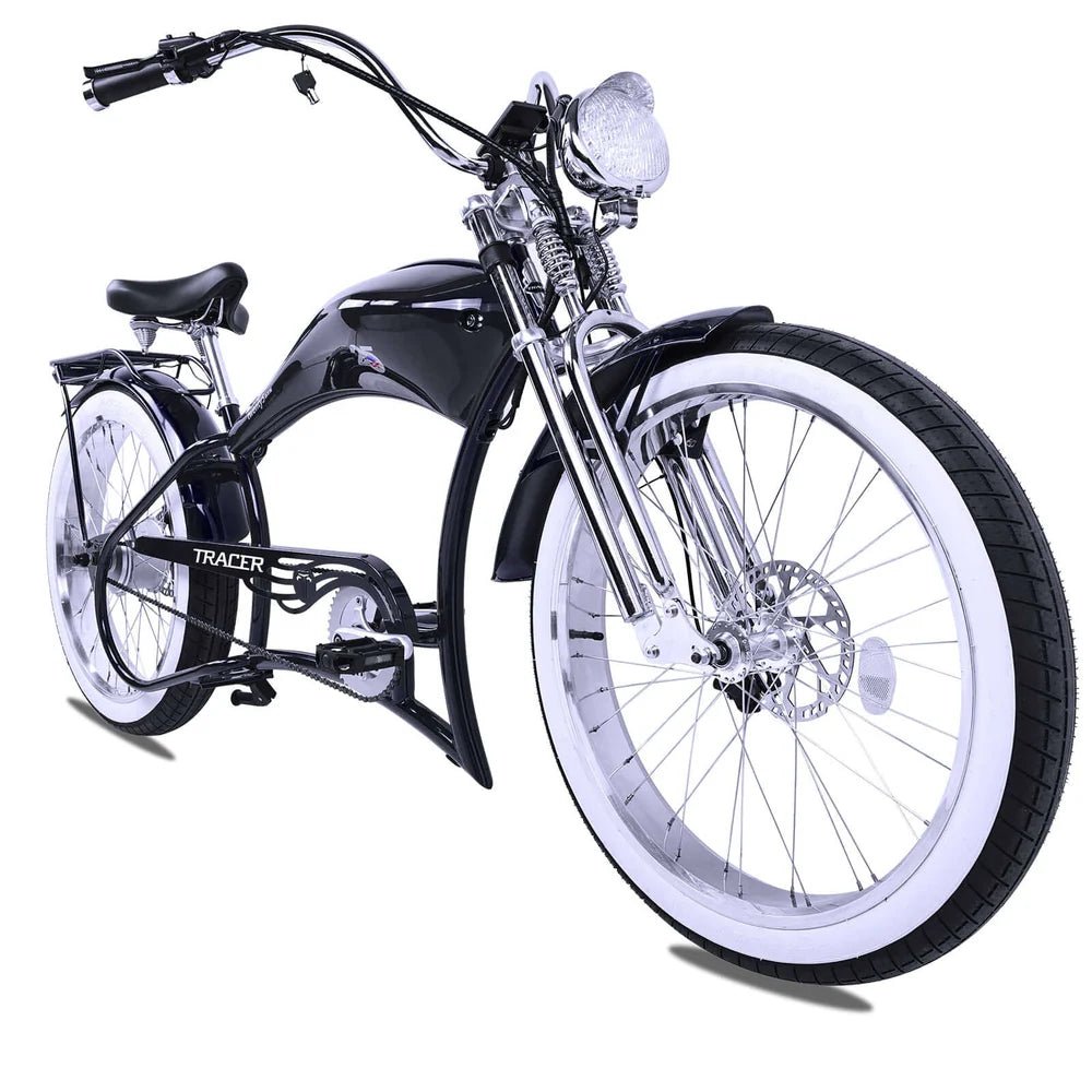 Tracer Twenty5 800W Chopper Stretch Cruiser Tracer Chopper Cruiser Electric Bikes Matte Black 13