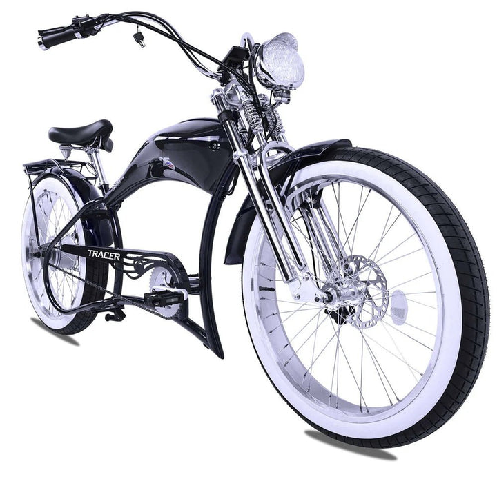 Tracer Twenty5 800W Chopper Stretch Cruiser Tracer Chopper Cruiser Electric Bikes Matte Black 13