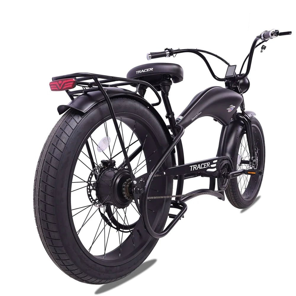 Tracer Twenty5 800W Chopper Stretch Cruiser Tracer Chopper Cruiser Electric Bikes Matte Black 15