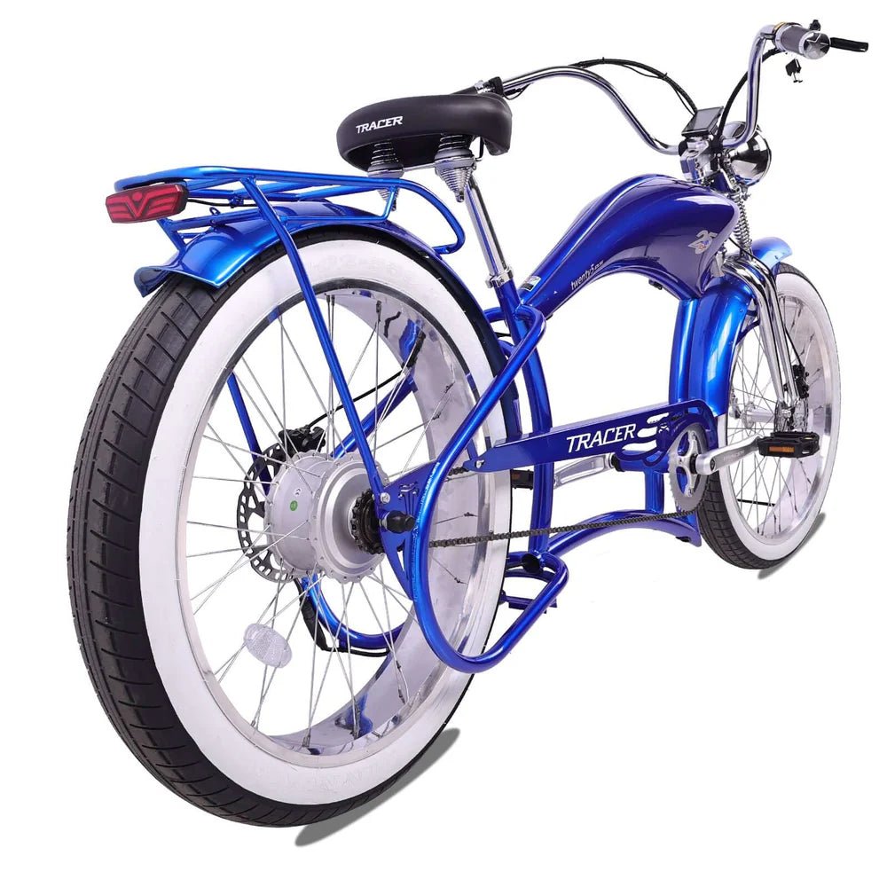 Tracer Twenty5 800W Chopper Stretch Cruiser Tracer Chopper Cruiser Electric Bikes Matte Black 18