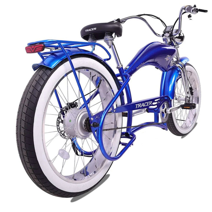 Tracer Twenty5 800W Chopper Stretch Cruiser Tracer Chopper Cruiser Electric Bikes Matte Black 18