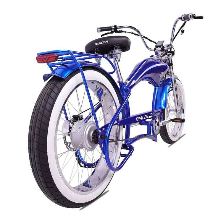 Tracer Twenty5 800W Chopper Stretch Cruiser Tracer Chopper Cruiser Electric Bikes Matte Black 16
