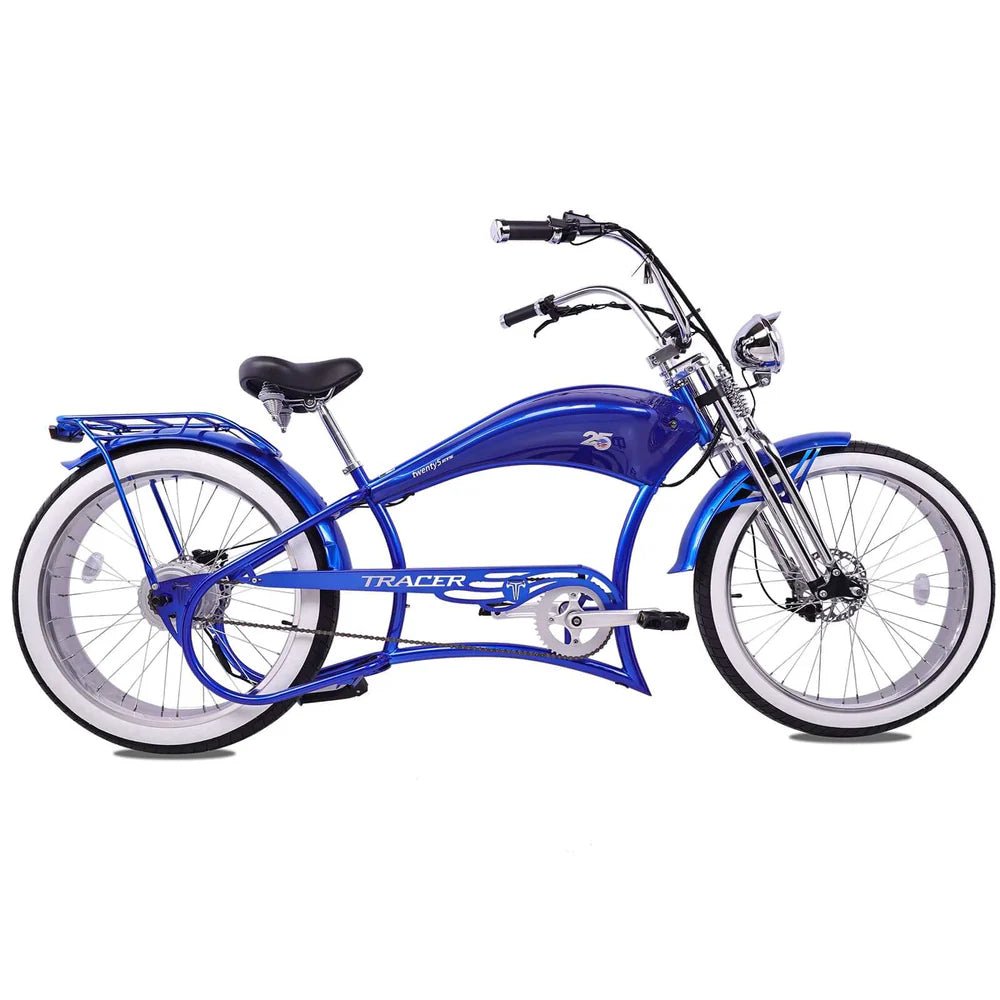 Tracer Twenty5 800W Chopper Stretch Cruiser Tracer Chopper Cruiser Electric Bikes Black 6