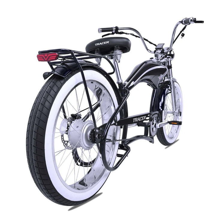 Tracer Twenty5 800W Chopper Stretch Cruiser Tracer Chopper Cruiser Electric Bikes Matte Black 19
