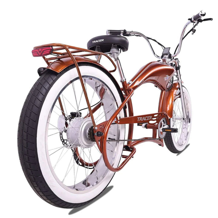 Tracer Twenty5 800W Chopper Stretch Cruiser Tracer Chopper Cruiser Electric Bikes Matte Black 21