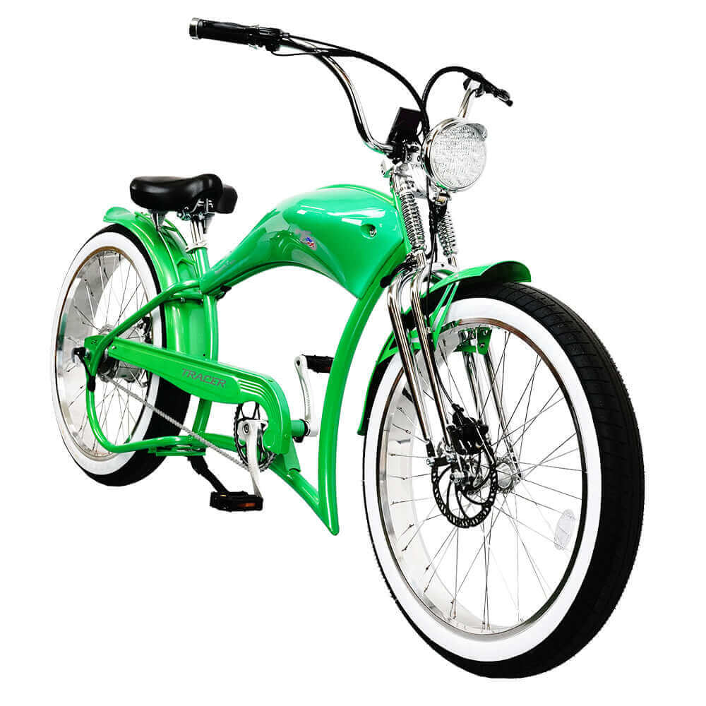 Tracer Twenty5 DS 500W 26" Dual Springer Cruiser Chopper Cruiser Electric Bikes Green 3