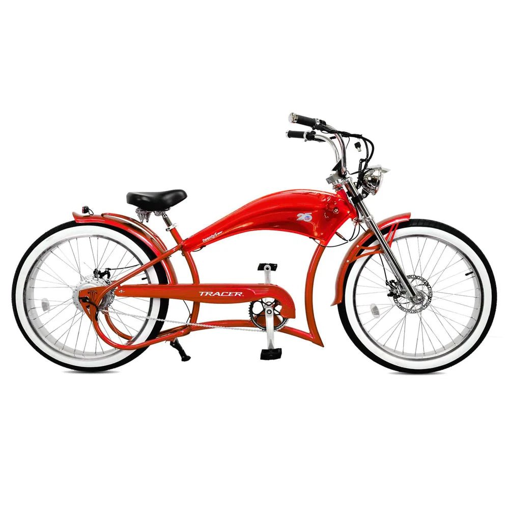 Tracer Twenty5 GT 500W 26" Chopper Cruiser E-Bikes Chopper Cruiser Electric Bikes Red 1