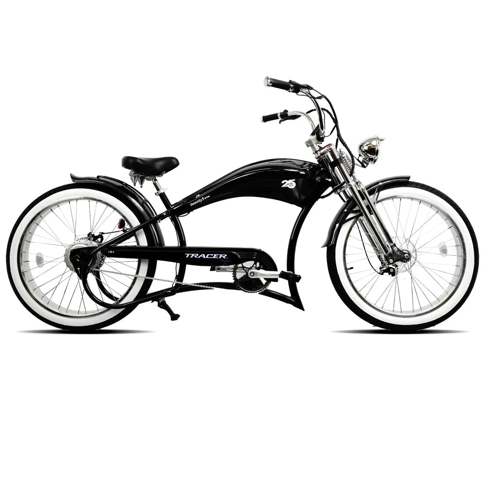 Tracer Twenty5 GTS 500W 26" Stretch Electric Chopper Cruiser Bike Chopper Cruiser Electric Bikes Black 4
