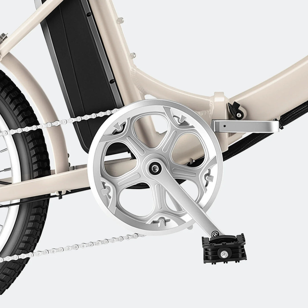 VEEFA Velora 20'' Folding EBike Fat Tire Electric Bikes Oatmeal White 4