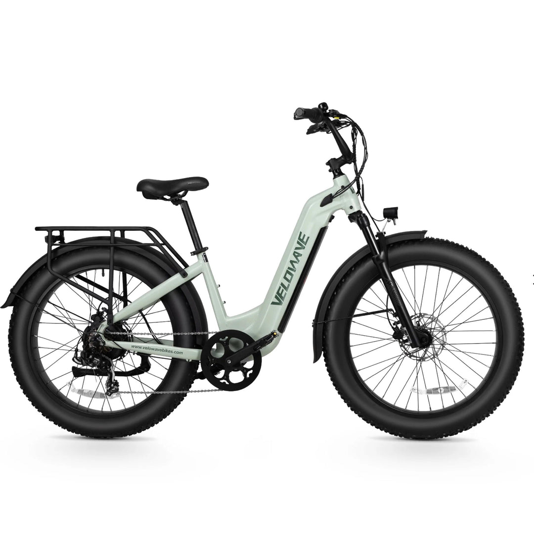 Velowave Ranger 3.0 Step-Thru Torque Sensor Electric Bike Fat Tire Electric Bikes Pale Green 1