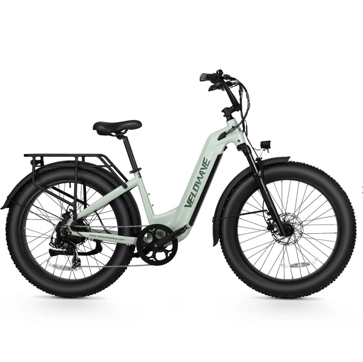Velowave Ranger 3.0 Step-Thru Torque Sensor Electric Bike Fat Tire Electric Bikes Pale Green 1