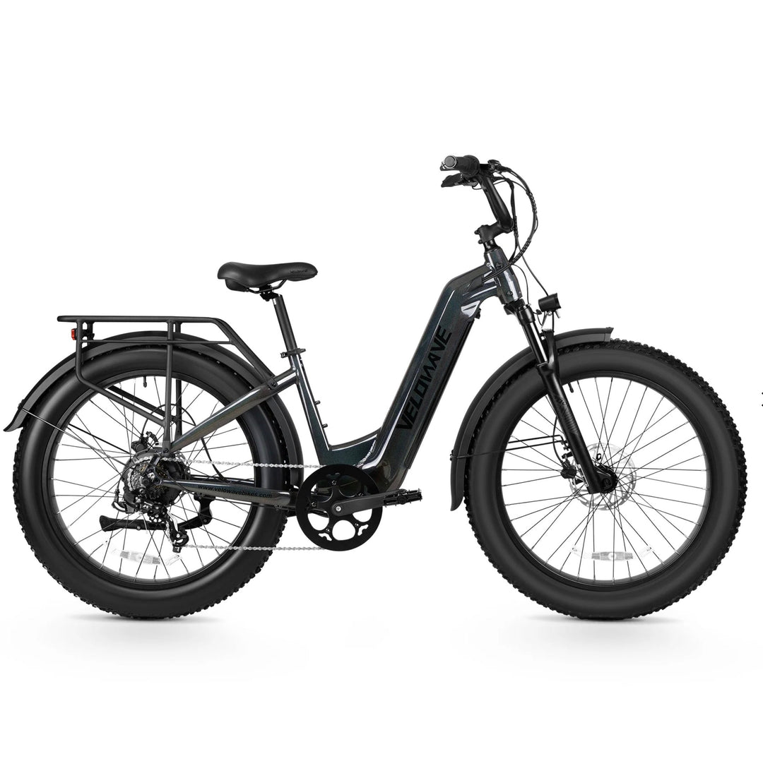 Velowave Ranger 3.0 Step-Thru Torque Sensor Electric Bike Fat Tire Electric Bikes Shiny Black 3