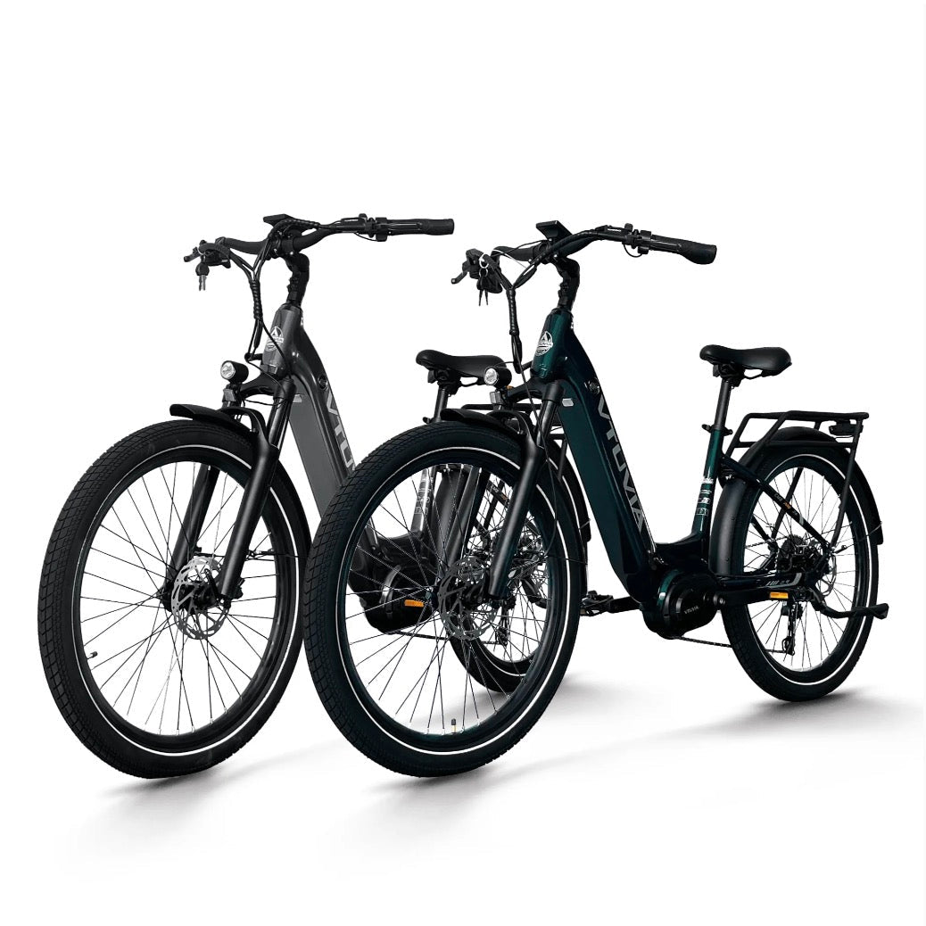 VTUVIA CMB Mid-Drive 500W Combo Commuter Electric Bikes Blue + Grey 1