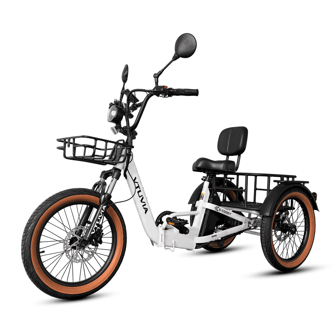 VTUVIA E-Cozy Electric Trike Electric Trikes Pearl White 12