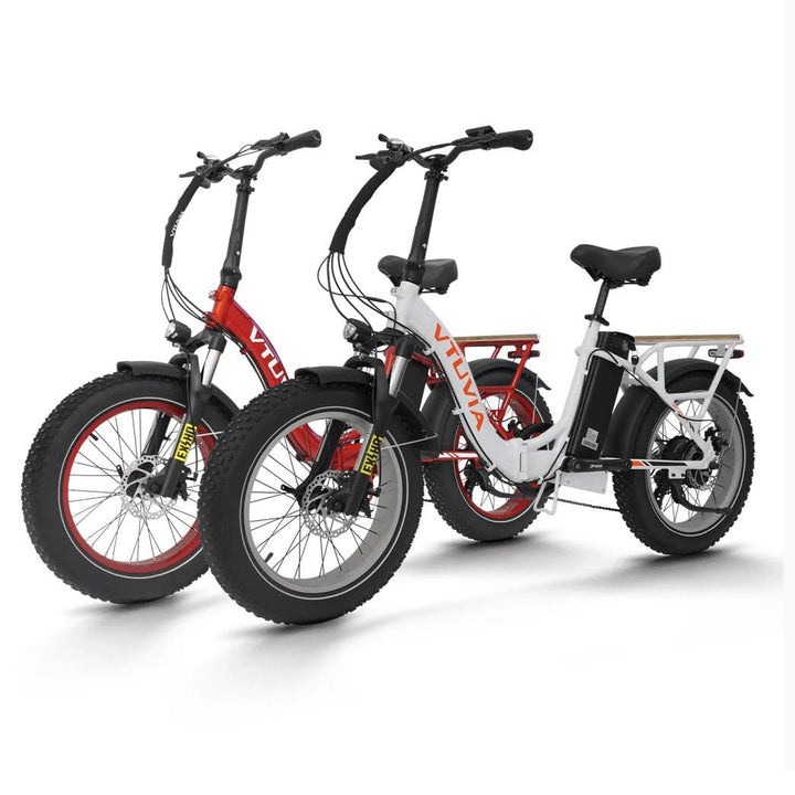 VTUVIA SF20H 750W Combo Folding Electric Bikes White + Red 2