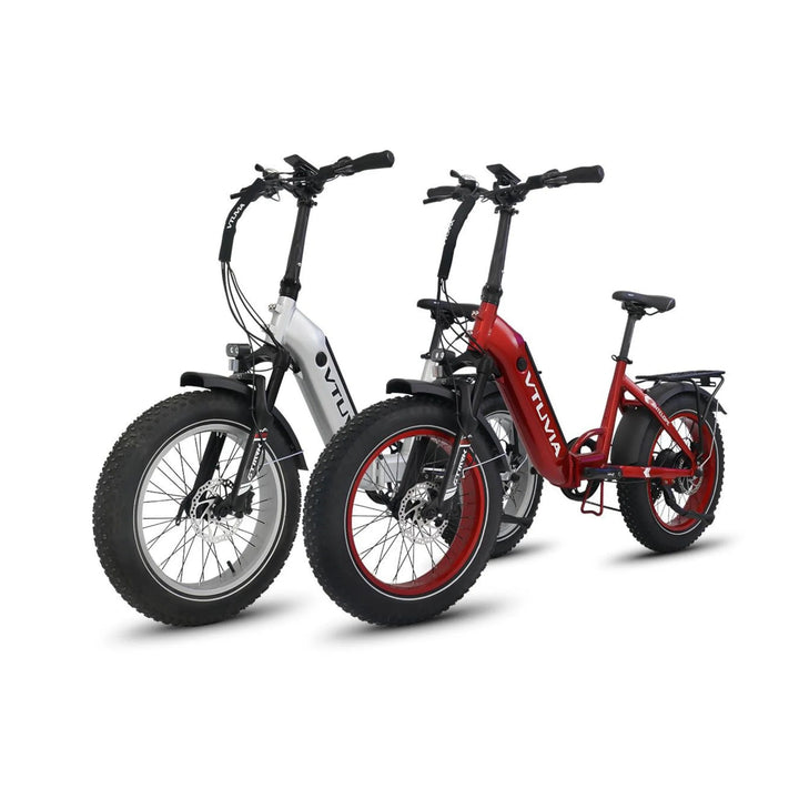 VTUVIA SX20 Folding Ebike Combo Folding Electric Bikes Silvery + Red 3