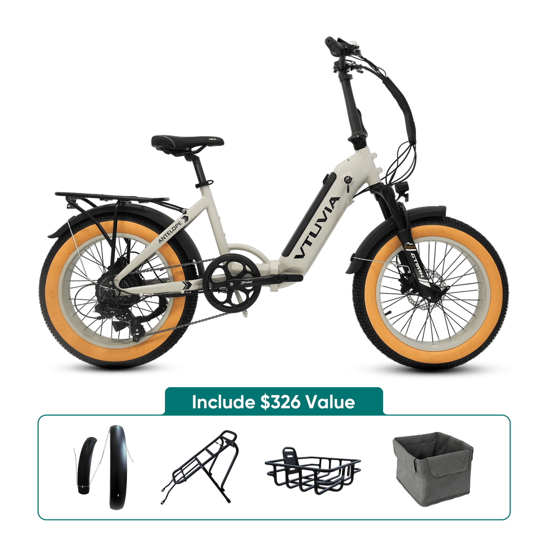 VTUVIA SX20 Folding Ebike Combo Folding Electric Bikes Silvery + Red 9