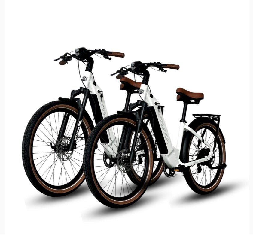 VTUVIA Zeal XT8 750W - Combo Commuter Electric Bikes Glacier White x2 1