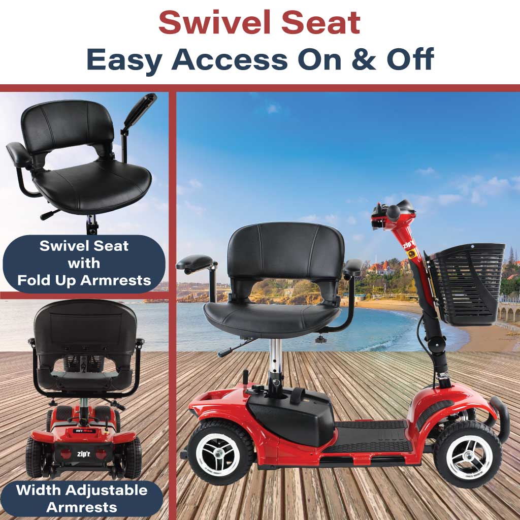 Zipr Roo 4-Wheel Mobility Scooter – Lightweight, Portable, TSA Approved 4 Wheel Mobility Scooters Red 7