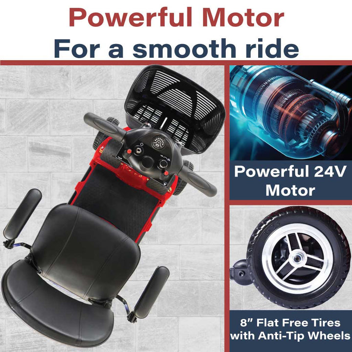 Zipr Roo 4-Wheel Mobility Scooter – Lightweight, Portable, TSA Approved 4 Wheel Mobility Scooters Red 6