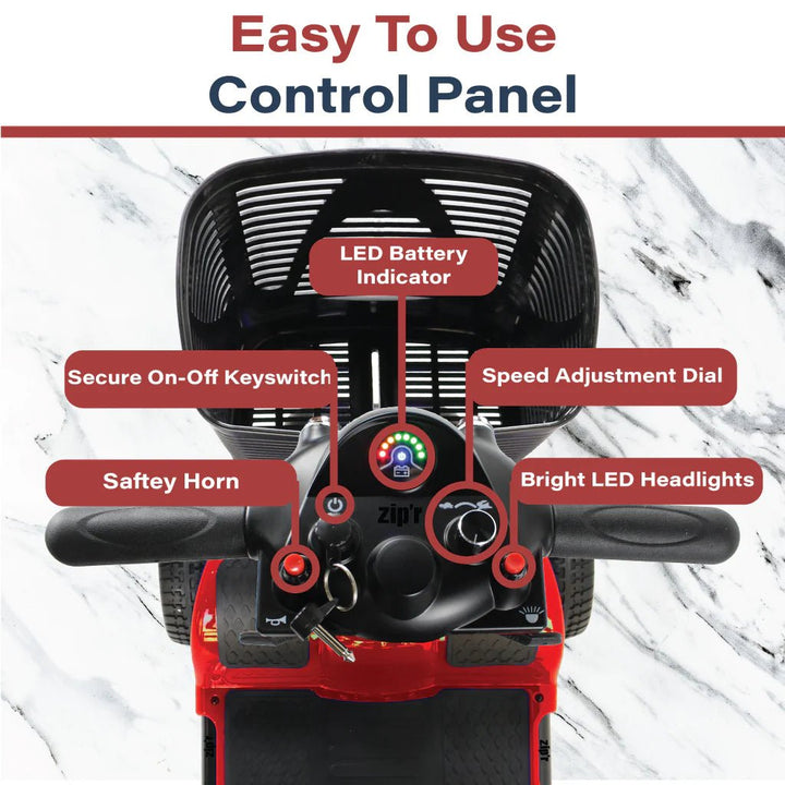 Zipr Roo 4-Wheel Mobility Scooter – Lightweight, Portable, TSA Approved 4 Wheel Mobility Scooters Red 8
