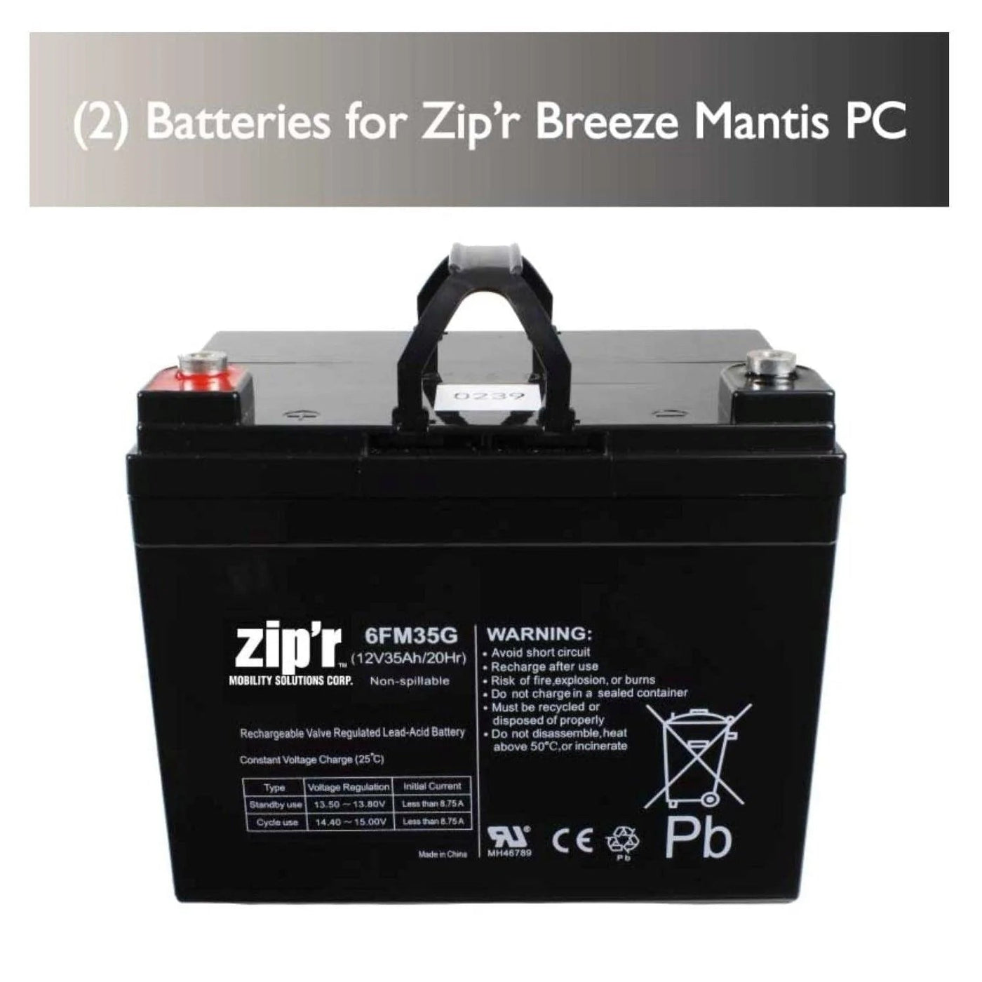 Zip'r Batteries for Zip'r Breeze Mantis PC Electric Wheelchairs & Mobility Scooters-TSA Approved - eBike Haul