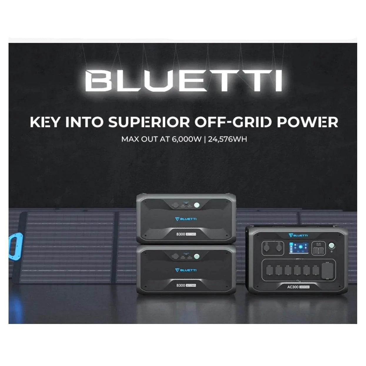 BLUETTI BLUETTI AC300 + 2*B300 + 3*PV200| 3000W -USP Mode Solar Generator - eBike Haul