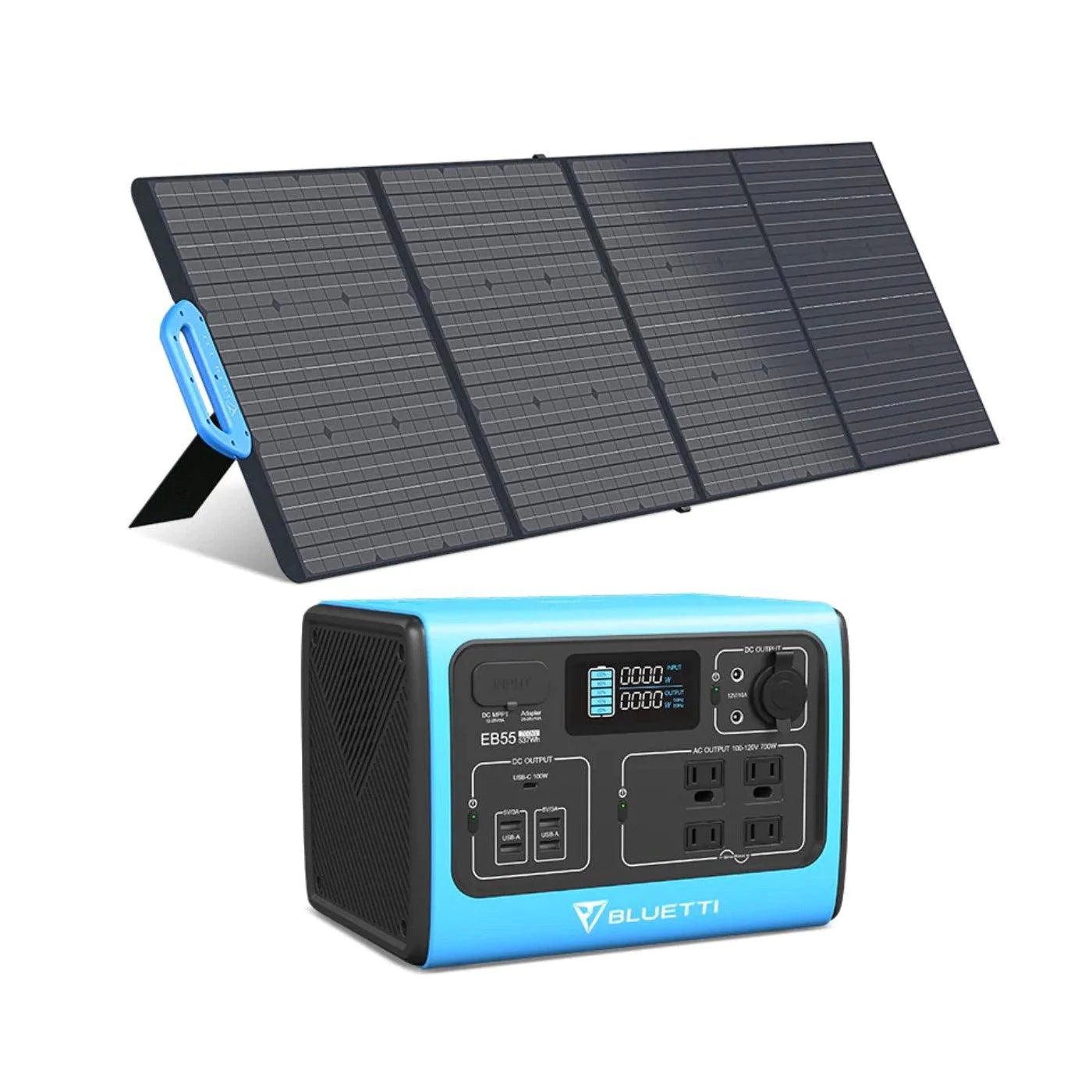 BLUETTI BLUETTI EB55| 700W 537Wh + 1* PV120 Solar Panel USP Mode Portable Solar Generator - eBike Haul