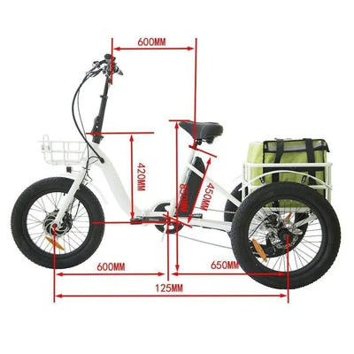 eunorau EUNORAU|NEW-TRIKE 48V12.5AH 500W 20"Fat Tire Folding Electric Trike - eBike Haul