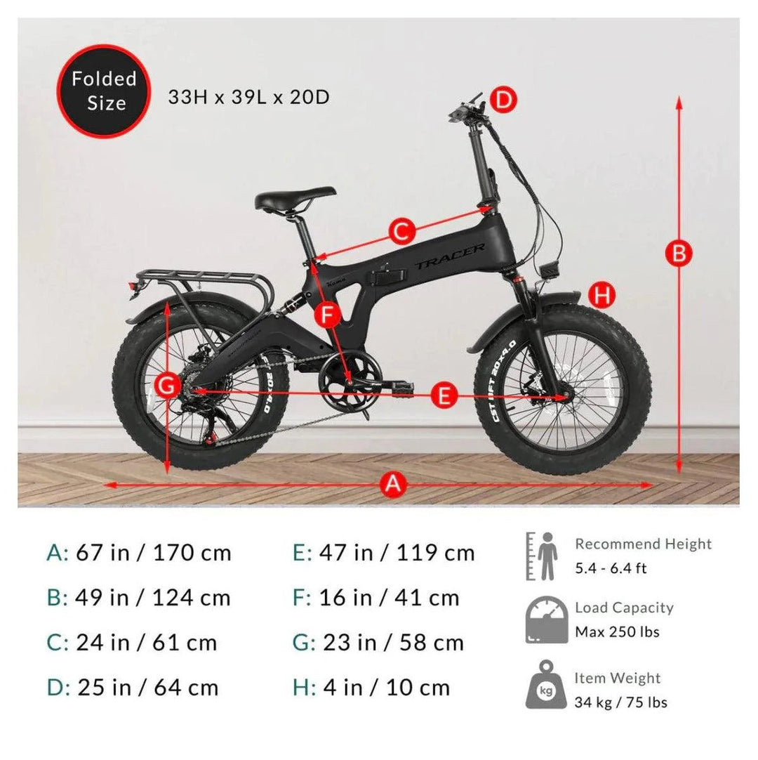 TRACER TRACER| KAMA 1.0 20” 750W Folding Fat Tire Electric Bike - eBike Haul