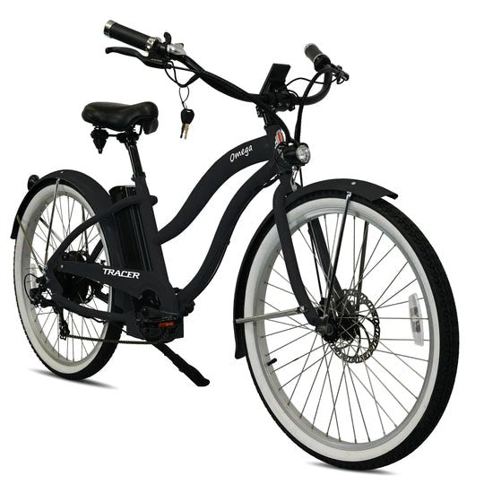 Tracer OMEGA 26" 7 Speed Electric Beach Cruiser Bike for WOMEN 500W Tracer Cruiser Electric Bikes Matte Green 6